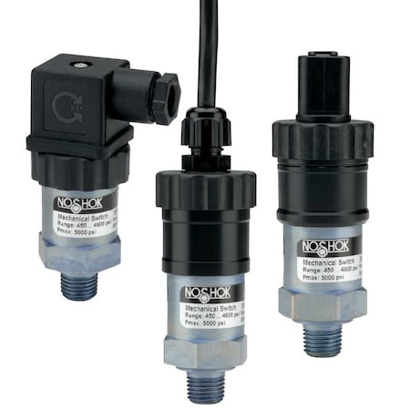 Mechanical Pressure Switch, 1 SPST Switch, Normally Closed, 1/4 NPT Male Conn, 145 psig to 435 psig Adjustment, Deutsch Integral 2-Pin (DT04-2P)